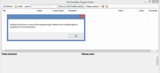 XRMToolbox error - unable to load one or more